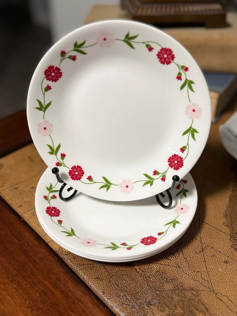 Corelle Spring Pink Bread Plates White Floral - Set of 4